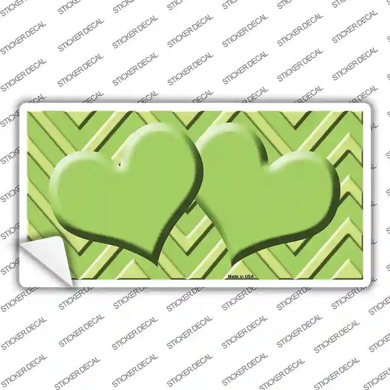 LP-4976s-S Lime Green Lighter Heart Chevron Novelty Sticker Decal, Small