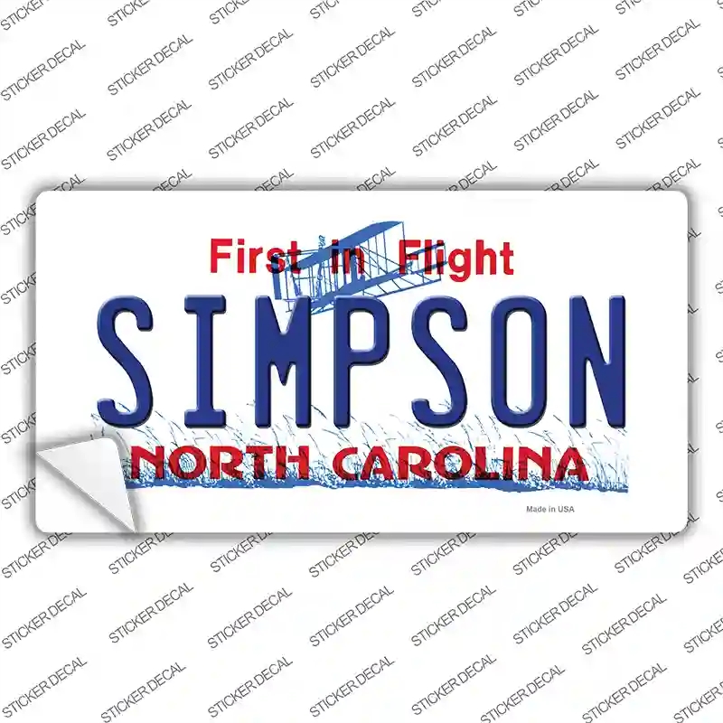 LP-11862s-S Simpson North Carolina Novelty Sticker Decal, Small