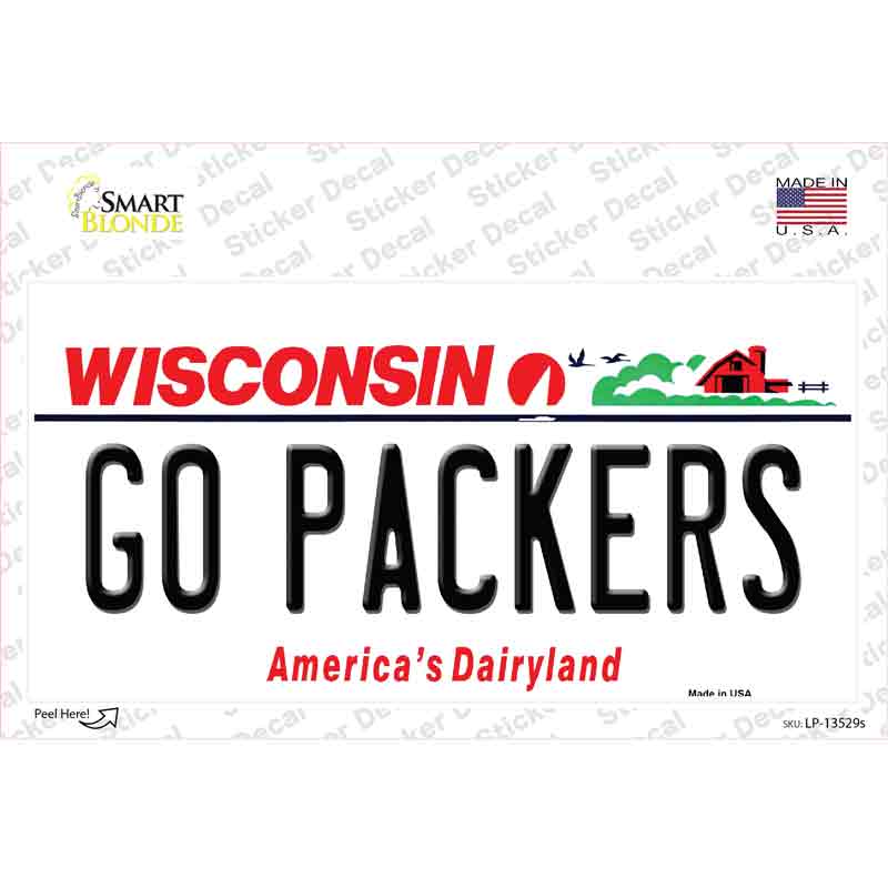 LP-13529s-M Go Packers Novelty Sticker Decal, Medium