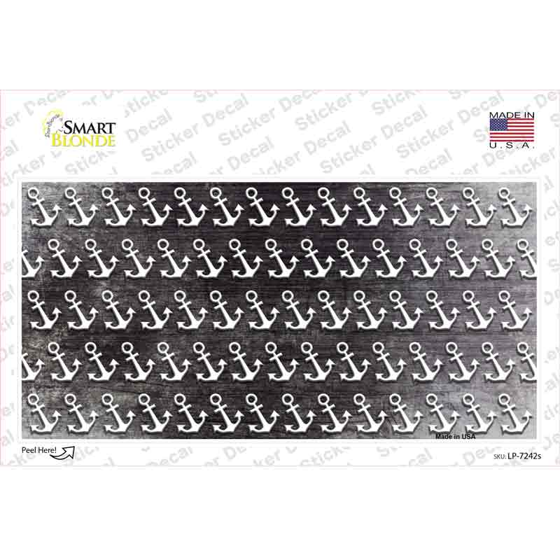 LP-7242s-M Black White Anchor Oil Rubbed Novelty Sticker Decal, Medium