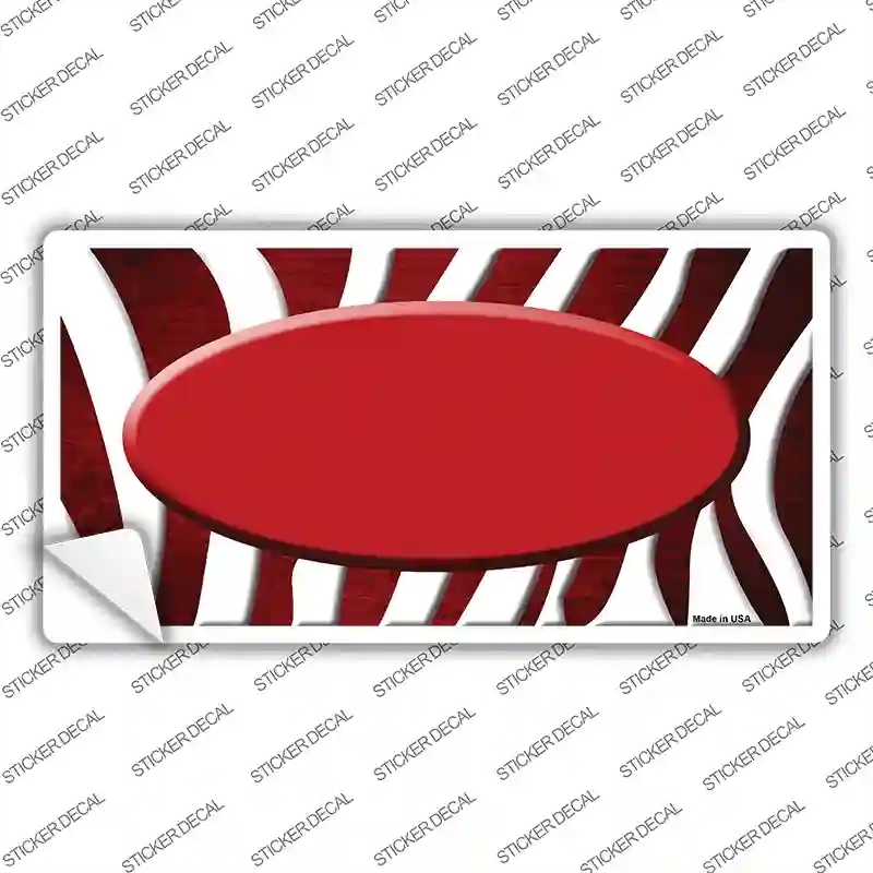 LP-6931s-S Red White Zebra Oval Oil Rubbed Novelty Sticker Decal, Small