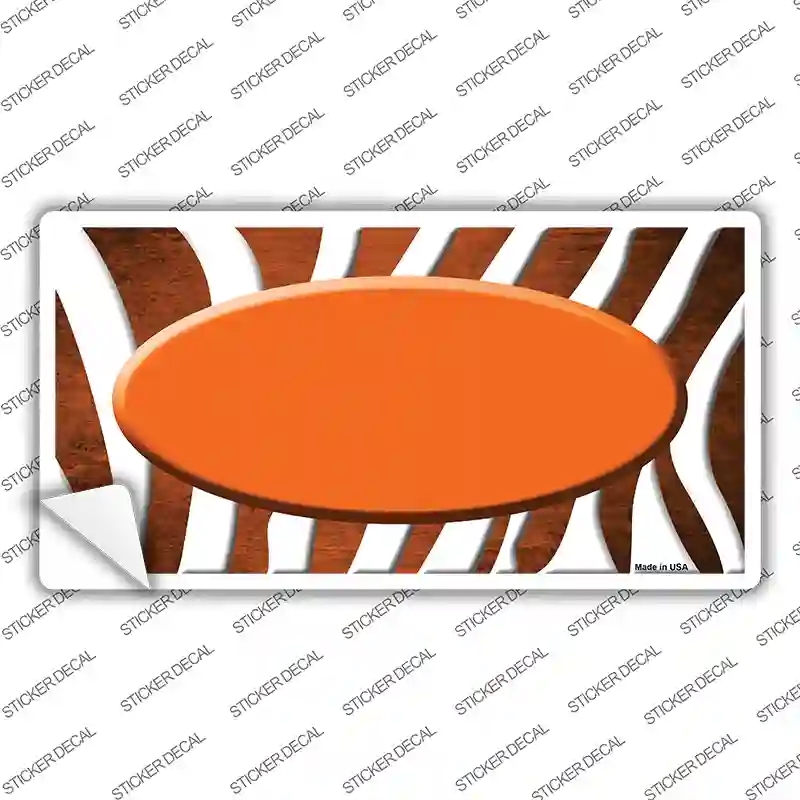 LP-6935s-S Orange White Zebra Oval Oil Rubbed Novelty Sticker Decal, Small