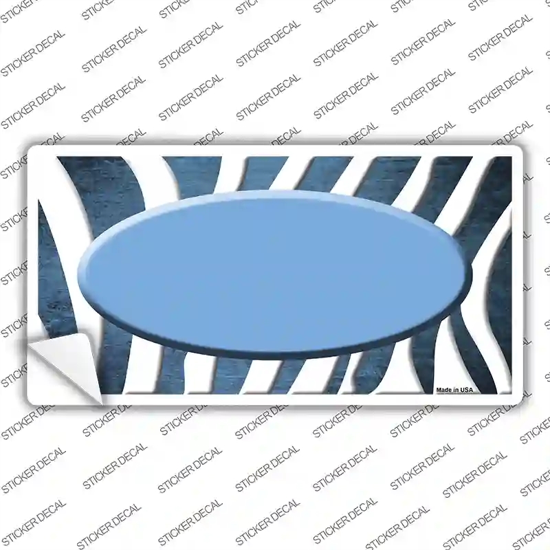 LP-6942s-L Light Blue White Zebra Oval Oil Rubbed Novelty Sticker Decal, Large