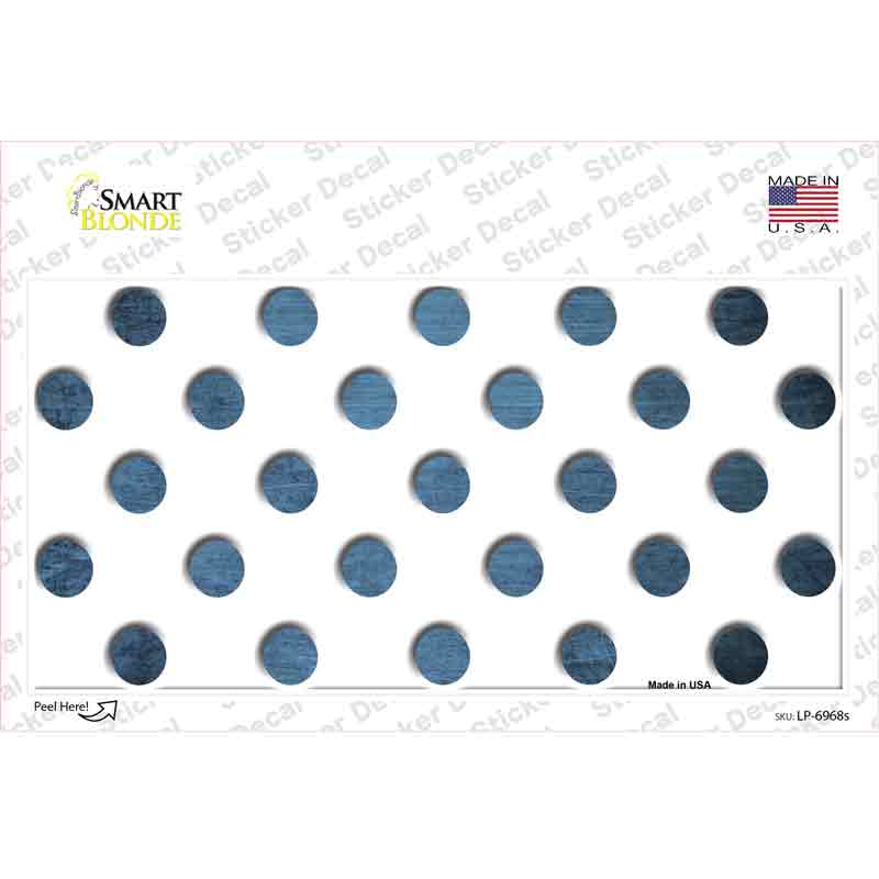 LP-6968s-M Light Blue White Dots Oil Rubbed Novelty Sticker Decal, Medium