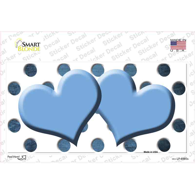LP-6985s-M Light Blue White Dots Hearts Oil Rubbed Novelty Sticker Decal, Medium