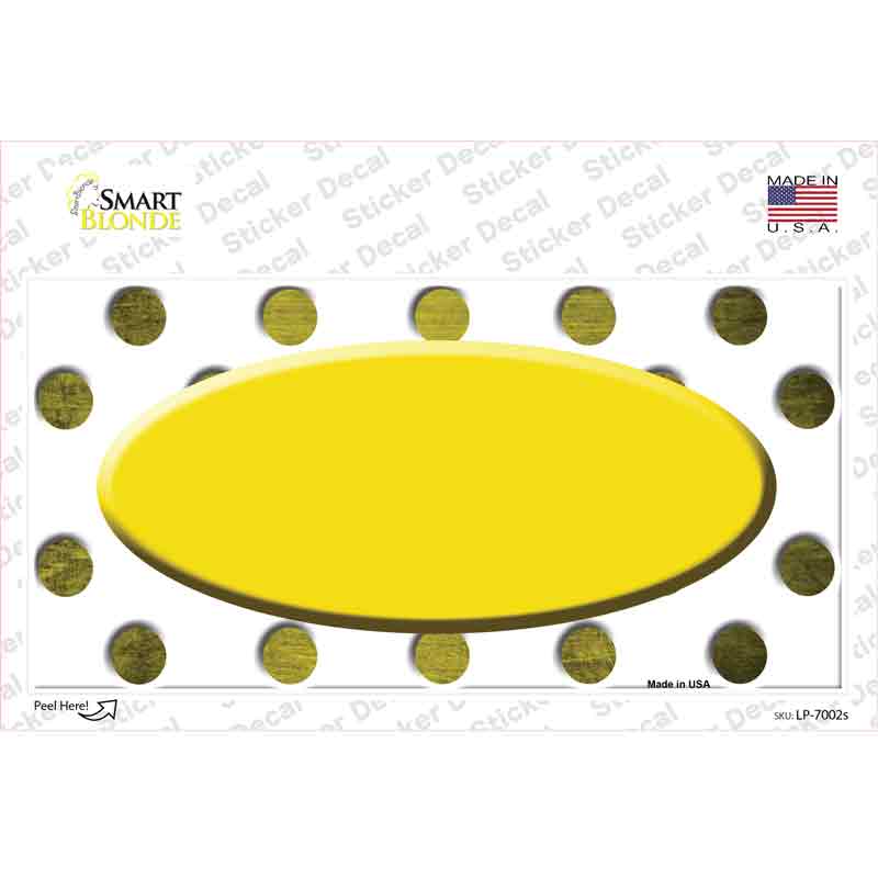 LP-7002s-M Yellow White Dots Oval Oil Rubbed Novelty Sticker Decal, Medium