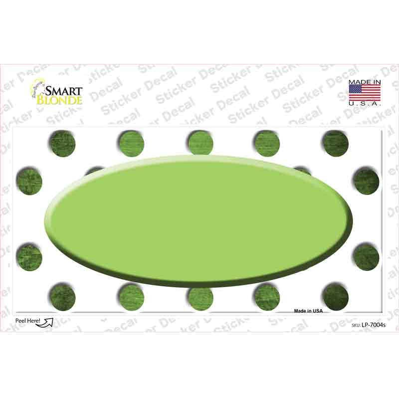 LP-7004s-M Lime Green White Dots Oval Oil Rubbed Novelty Sticker Decal, Medium