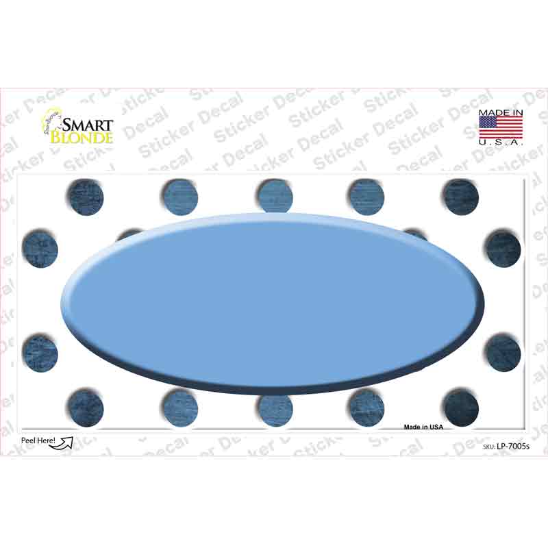 LP-7005s-M Light Blue White Dots Oval Oil Rubbed Novelty Sticker Decal, Medium