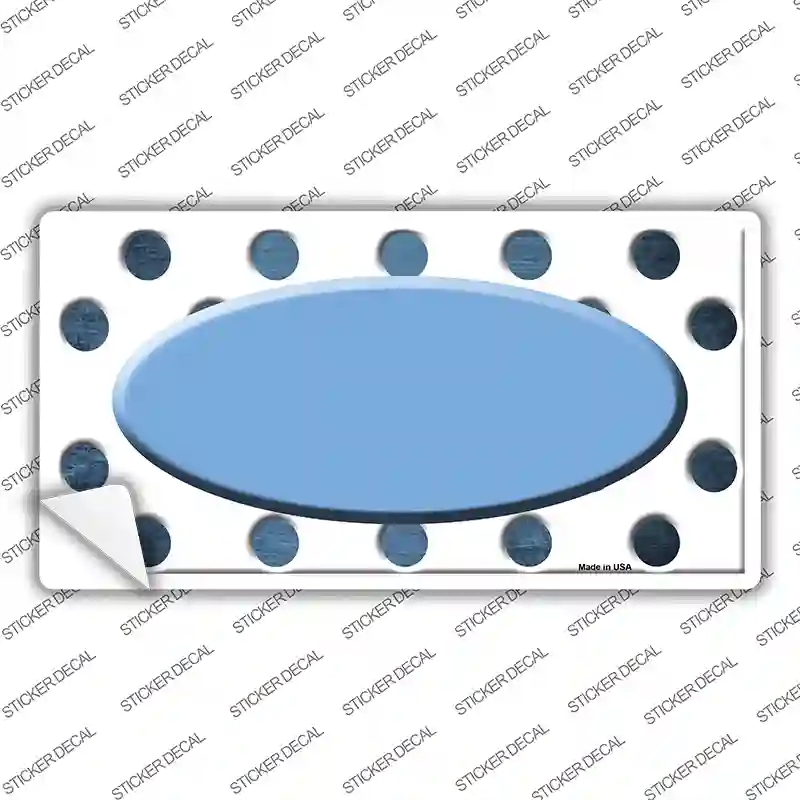 LP-7005s-S Light Blue White Dots Oval Oil Rubbed Novelty Sticker Decal, Small