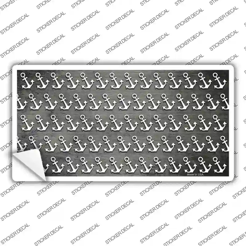 LP-7249s-S Gray White Anchor Oil Rubbed Novelty Sticker Decal, Small