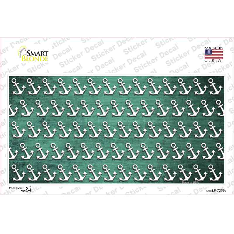 LP-7256s-M Mint White Anchor Oil Rubbed Novelty Sticker Decal, Medium