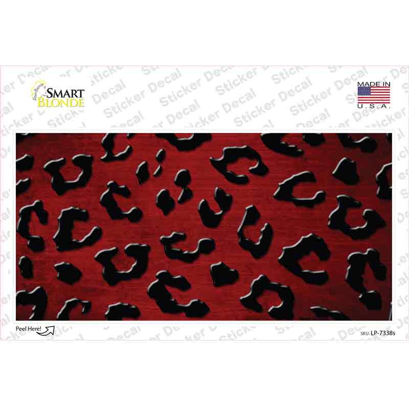 LP-7338s-M Red Black Cheetah Oil Rubbed Novelty Sticker Decal, Medium