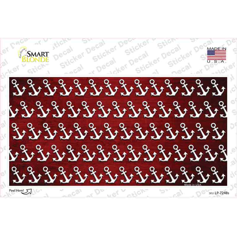 LP-7248s-M Red White Anchor Oil Rubbed Novelty Sticker Decal, Medium