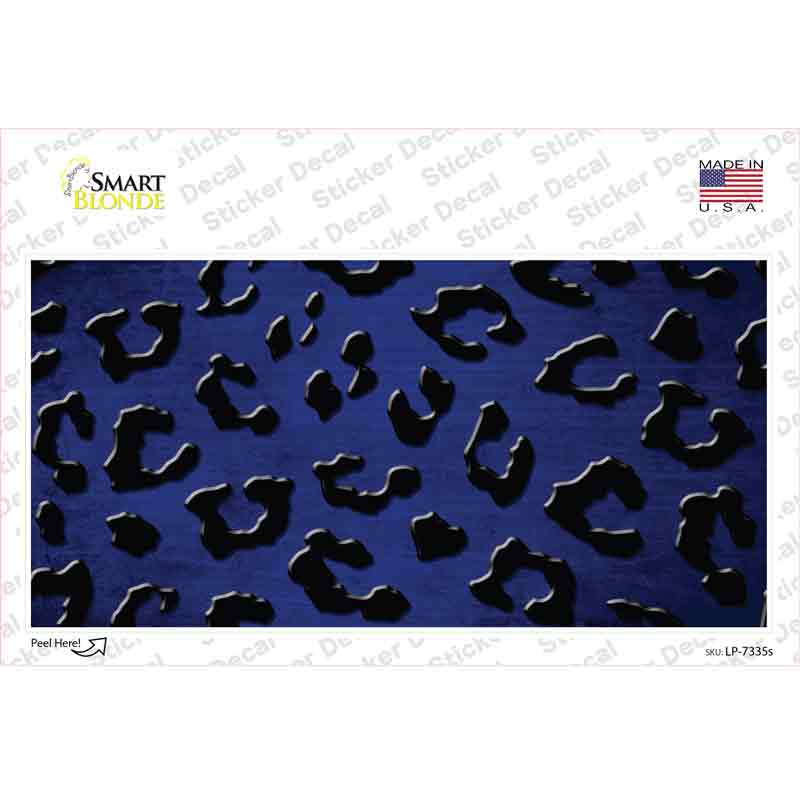 LP-7335s-M Blue Black Cheetah Oil Rubbed Novelty Sticker Decal, Medium