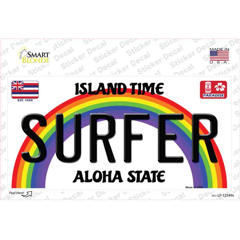 LP-12549s-M Surfer Hawaii Novelty Sticker Decal, Medium