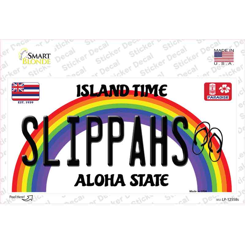 LP-12558s-M Slippahs Hawaii Novelty Sticker Decal, Medium