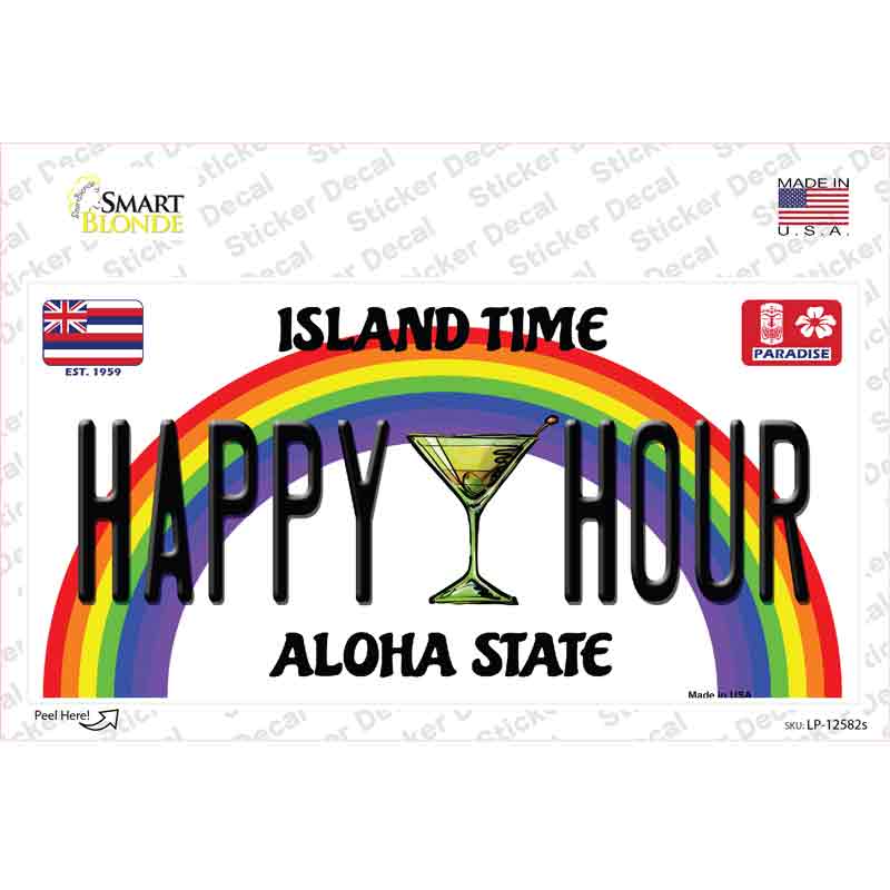 LP-12582s-M Happy Hour Hawaii Novelty Sticker Decal, Medium