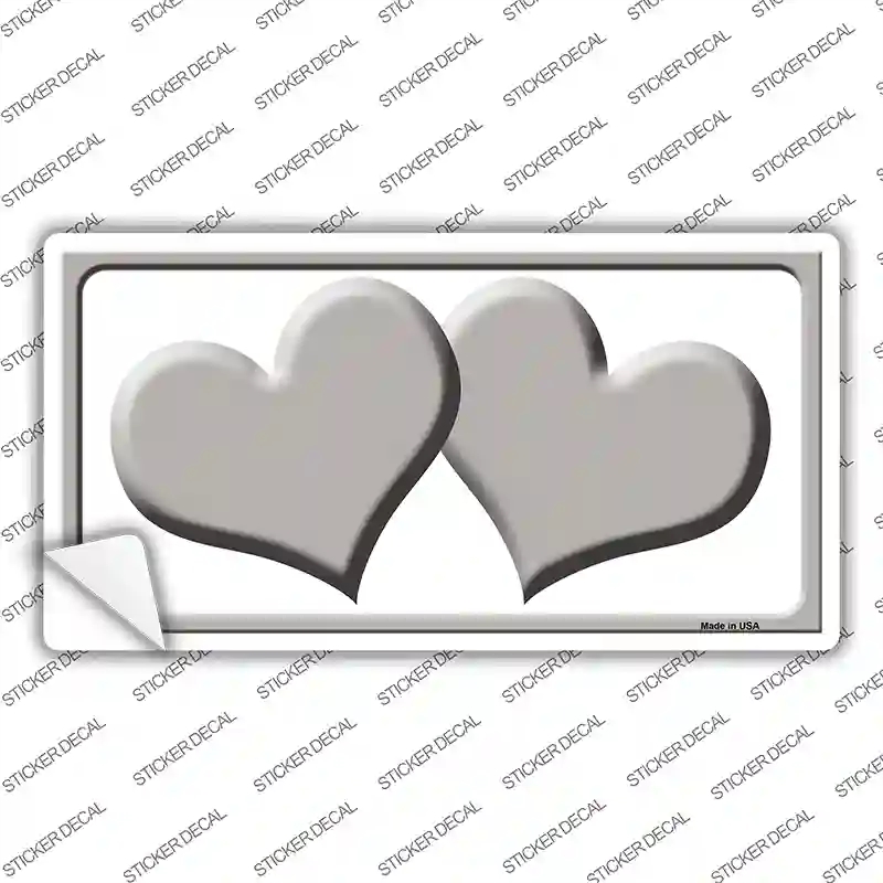 LP-2462s-L Solid Gray Centered Hearts White Novelty Sticker Decal, Large