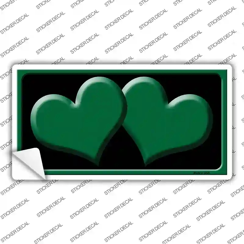 LP-2467s-S Solid Green Centered Hearts Black Novelty Sticker Decal, Small