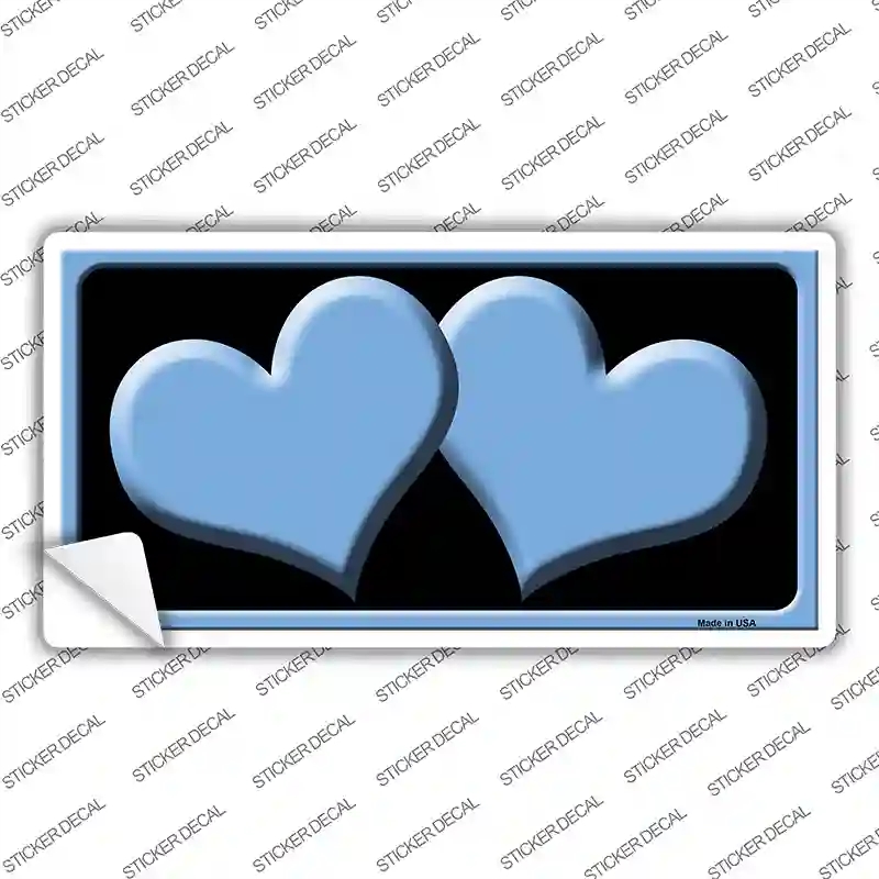 LP-2475s-XL Solid Light Blue Centered Hearts Black Novelty Sticker Decal, Extra Large