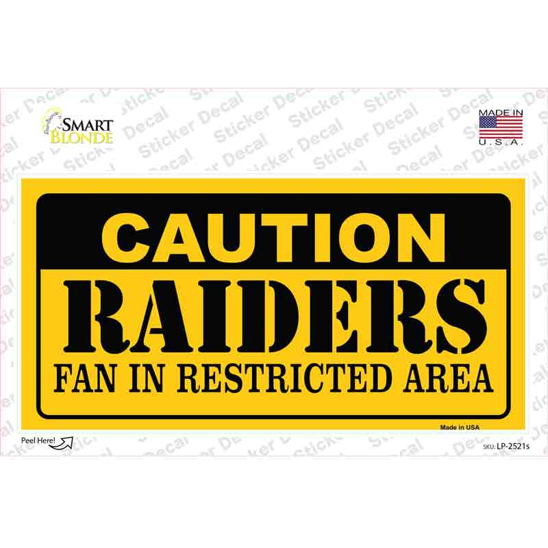 LP-2521s-M Caution Raiders Novelty Sticker Decal, Medium