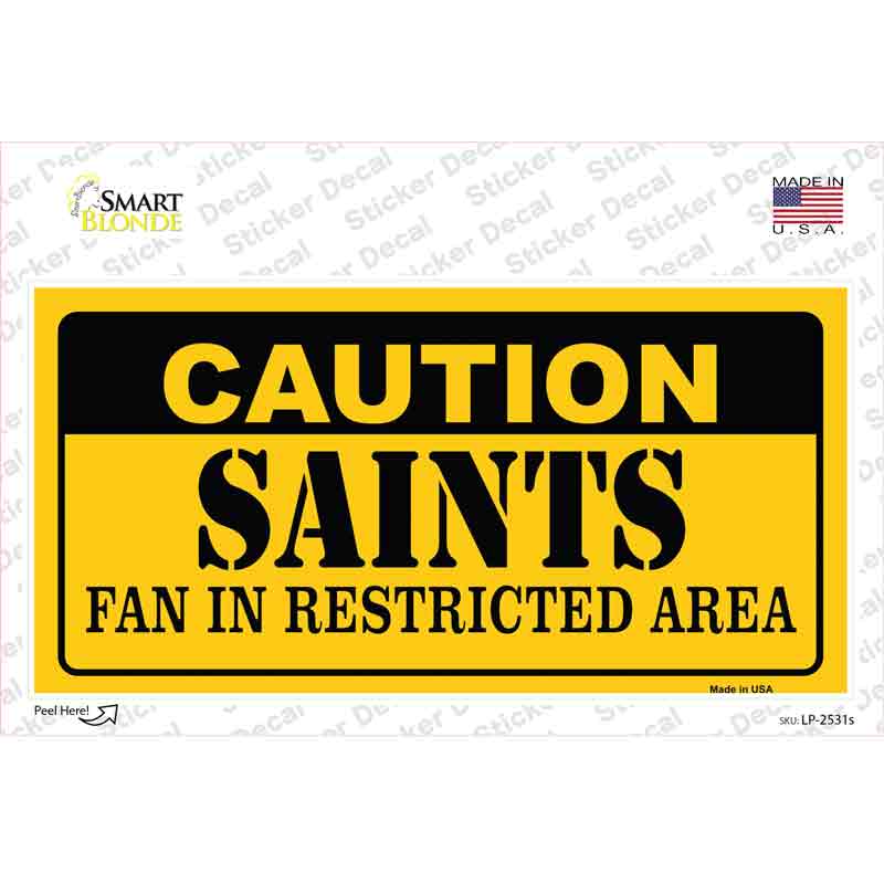 LP-2531s-M Caution Saints Novelty Sticker Decal, Medium