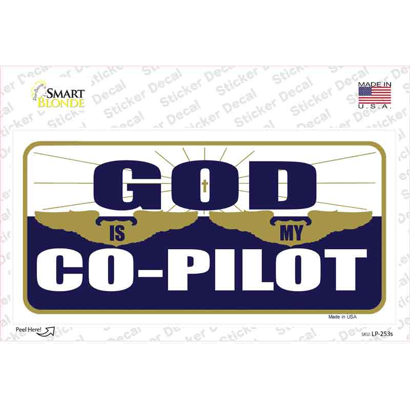 LP-253s-M God is My Co-Pilot Novelty Sticker Decal, Medium