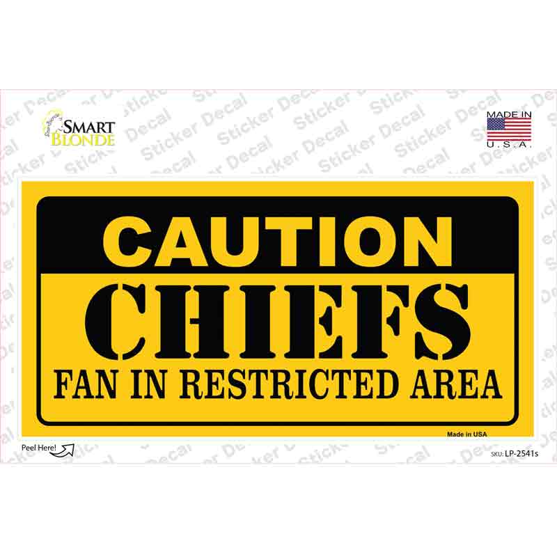 LP-2541s-M Caution Chiefs Novelty Sticker Decal, Medium