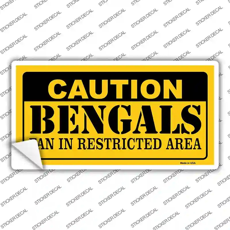 LP-2546s-S Caution Bengals Novelty Sticker Decal, Small