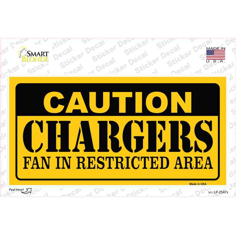 LP-2547s-M Caution Chargers Novelty Sticker Decal, Medium