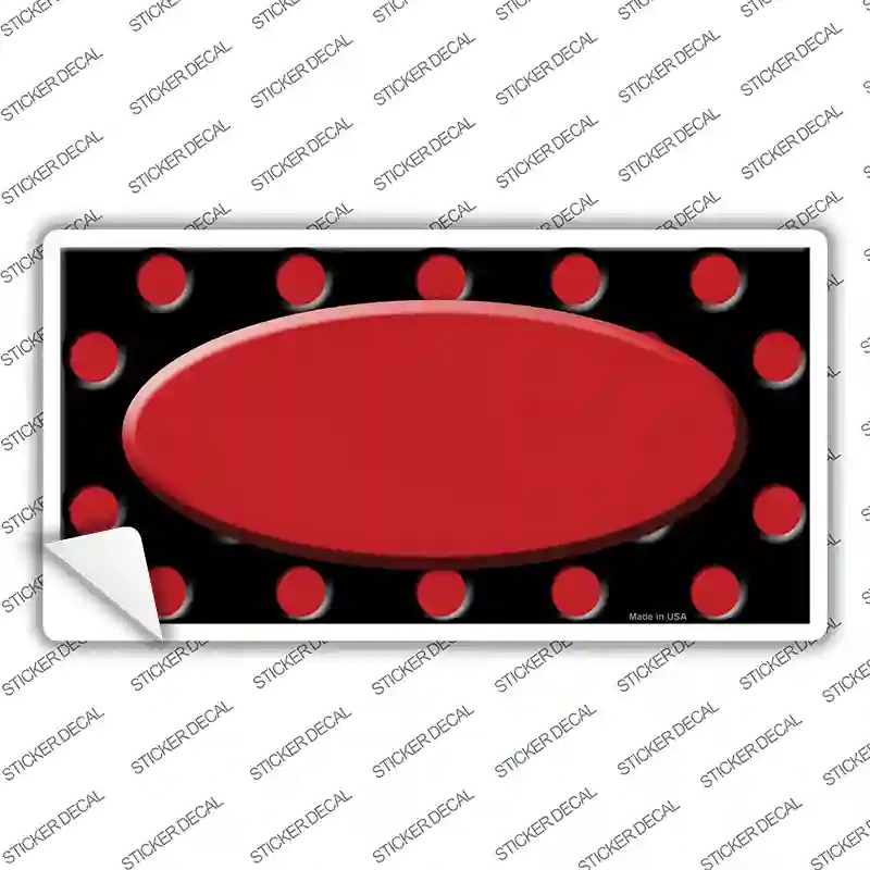 LP-1540s-L Red Black Polka Dot Center Oval Novelty Sticker Decal, Large