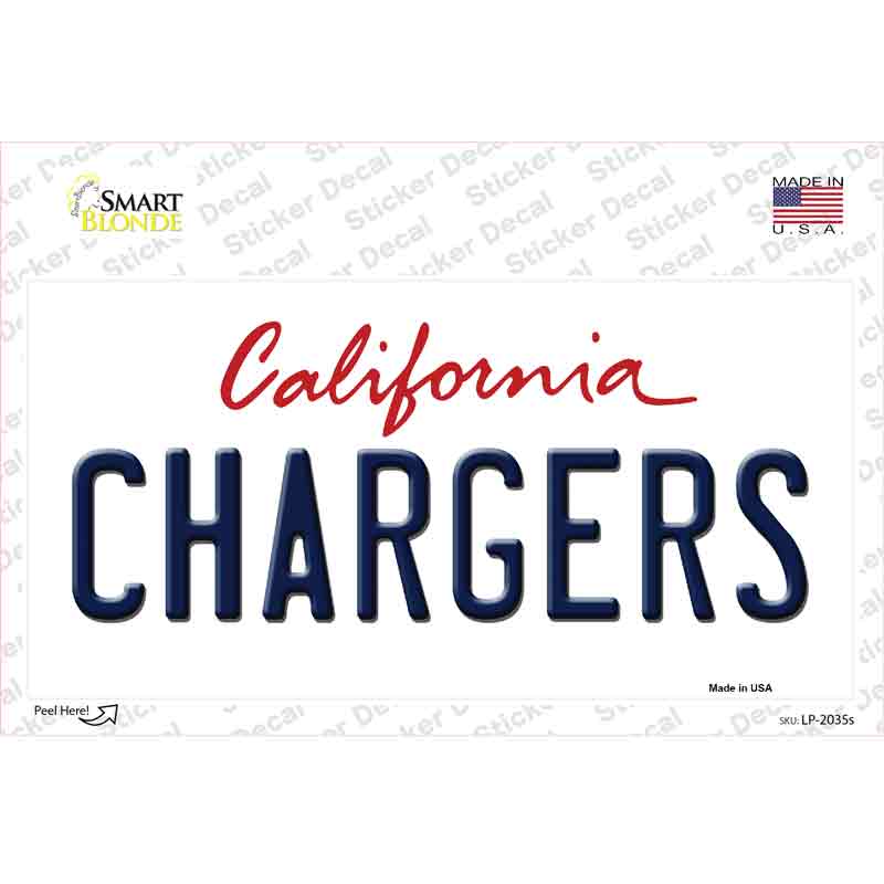 LP-2035s-M Chargers California State Novelty Sticker Decal, Medium