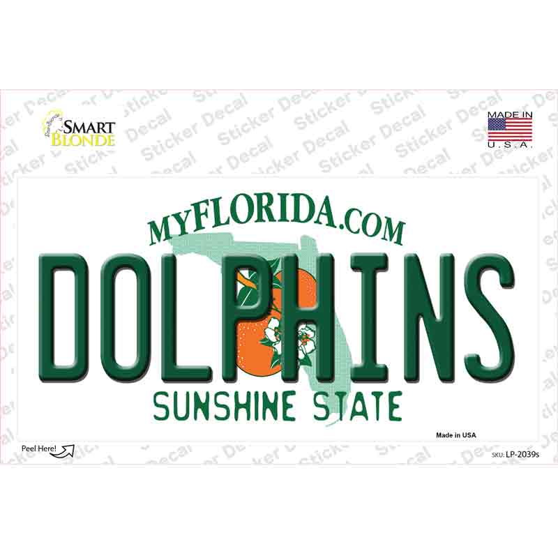 LP-2039s-M Dolphins Florida State Novelty Sticker Decal, Medium