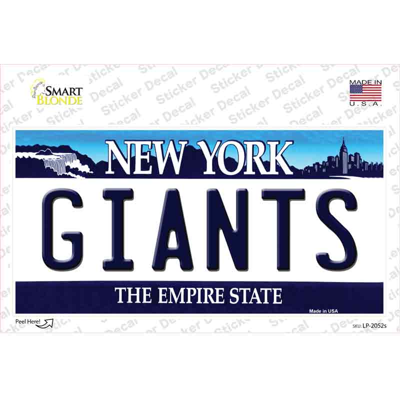 LP-2052s-M Giants   York State Novelty Sticker Decal, Medium