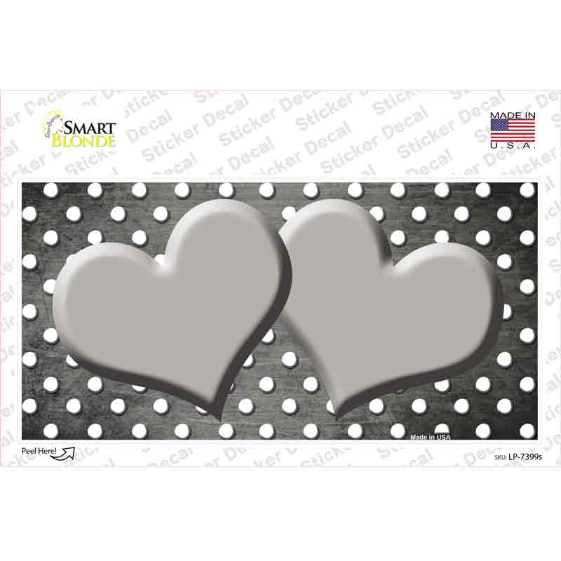 LP-7399s-M Gray White Small Dots Hearts Oil Rubbed Novelty Sticker Decal, Medium
