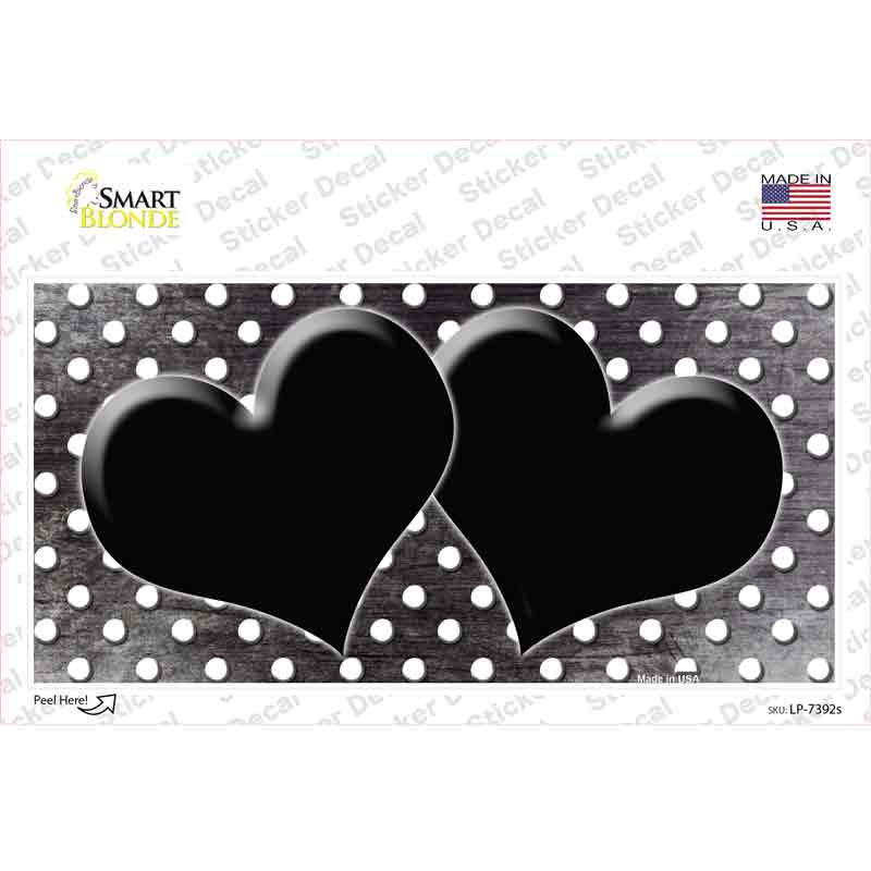 LP-7392s-M Black White Small Dots Hearts Oil Rubbed Novelty Sticker Decal, Medium