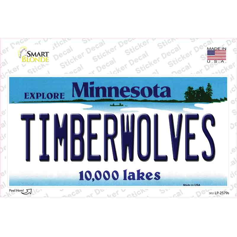 LP-2579s-M Timberwolves Minnesota State Novelty Sticker Decal, Medium