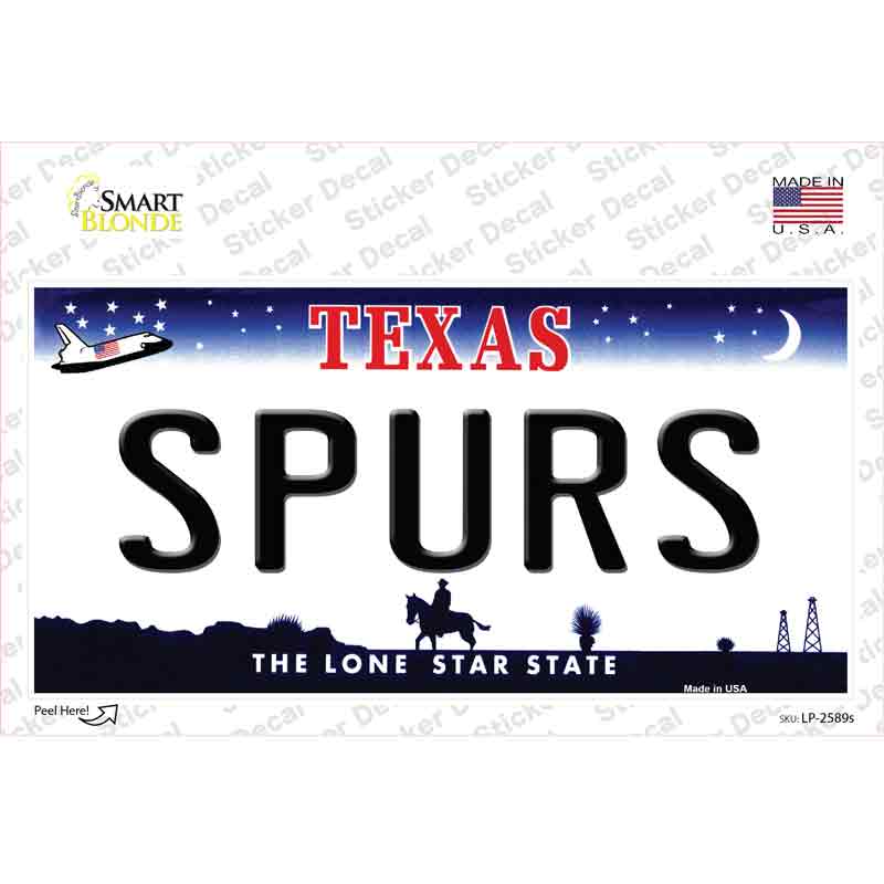 LP-2589s-M Spurs Texas State Novelty Sticker Decal, Medium