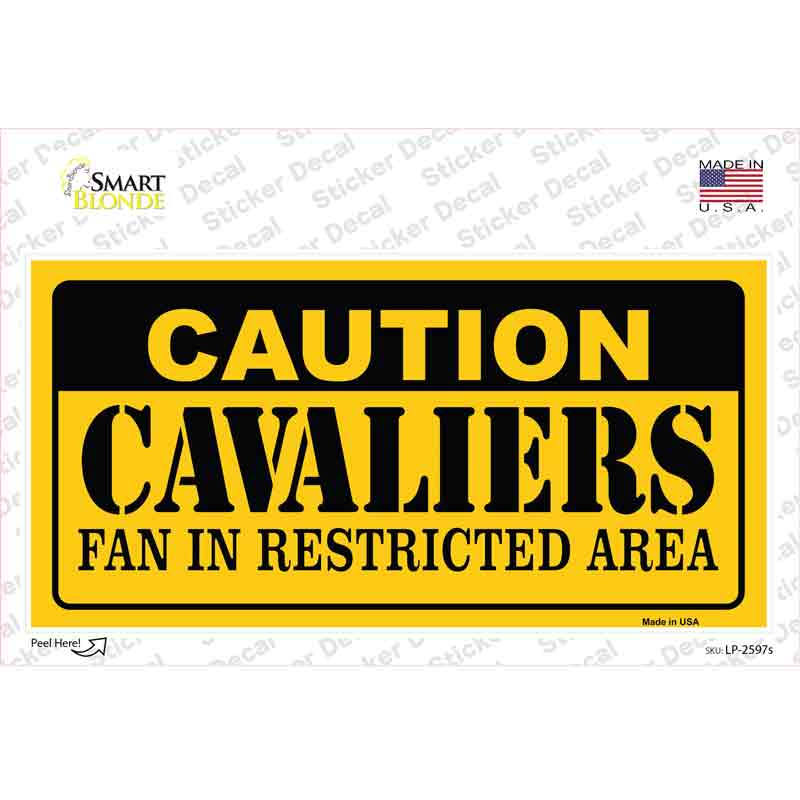 LP-2597s-M Caution Cavaliers Fan Novelty Sticker Decal, Medium