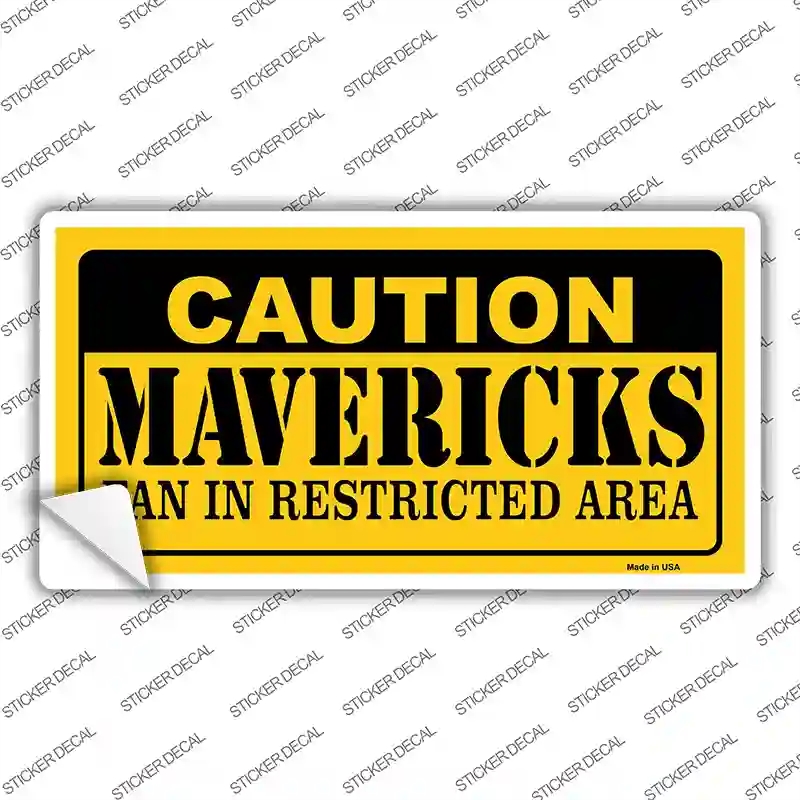 LP-2598s-S Caution Mavericks Fan Novelty Sticker Decal, Small