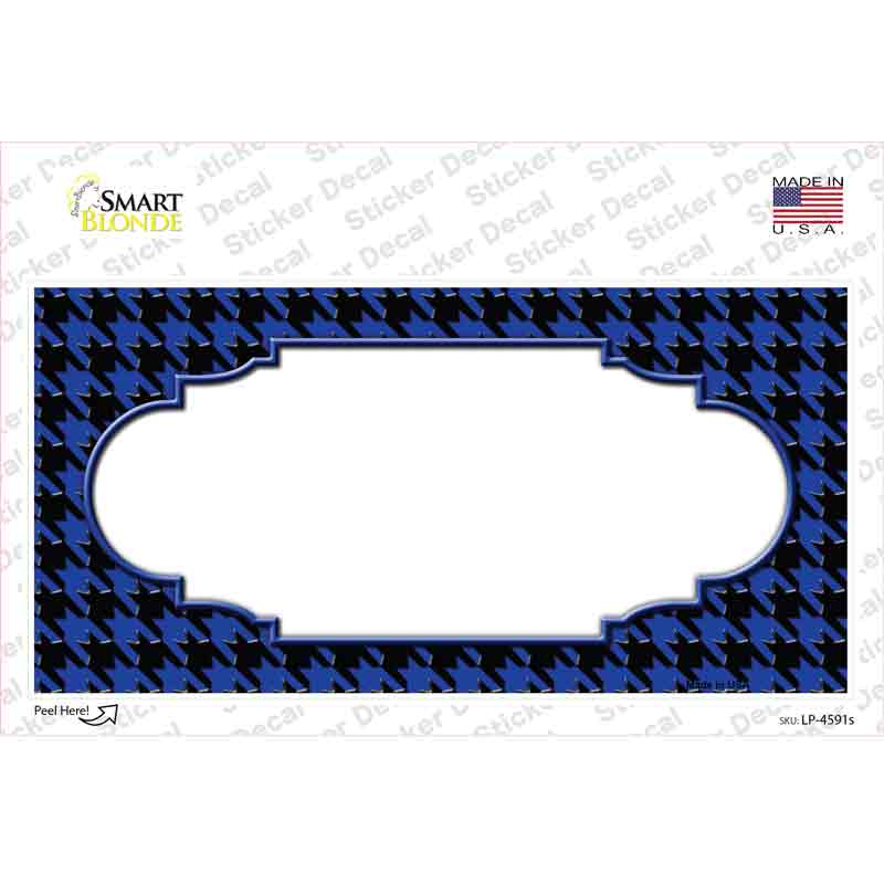 LP-4591s-M Blue Black Houndstooth Scallop Center Novelty Sticker Decal, Medium