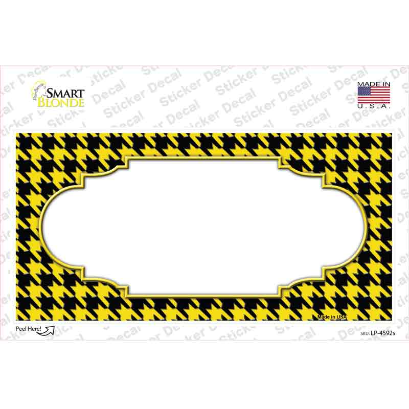 LP-4592s-M Yellow Black Houndstooth Scallop Center Novelty Sticker Decal, Medium