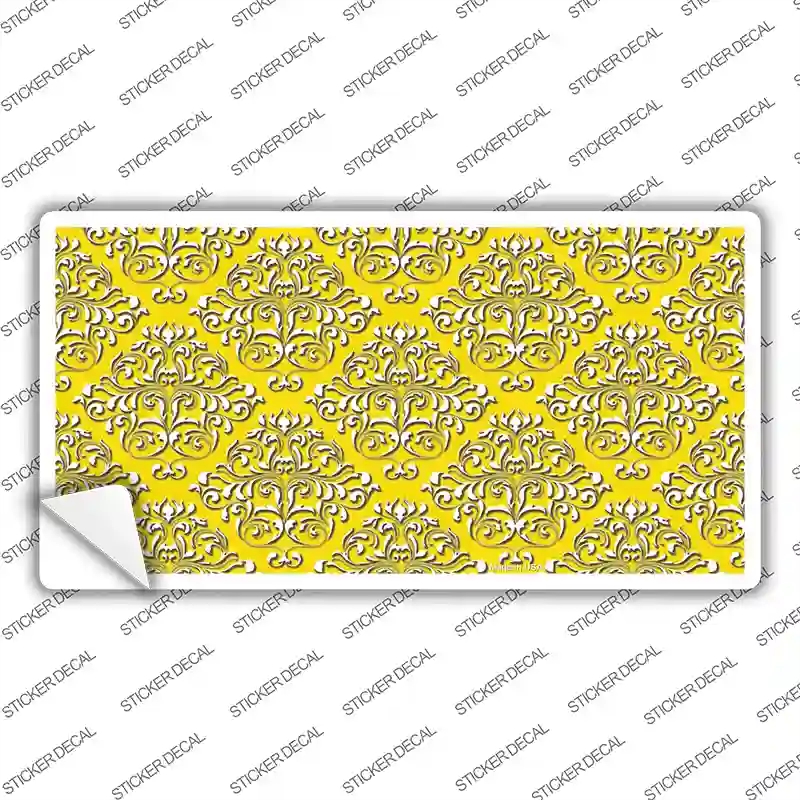 LP-4621s-L Yellow White Damask Novelty Sticker Decal, Large