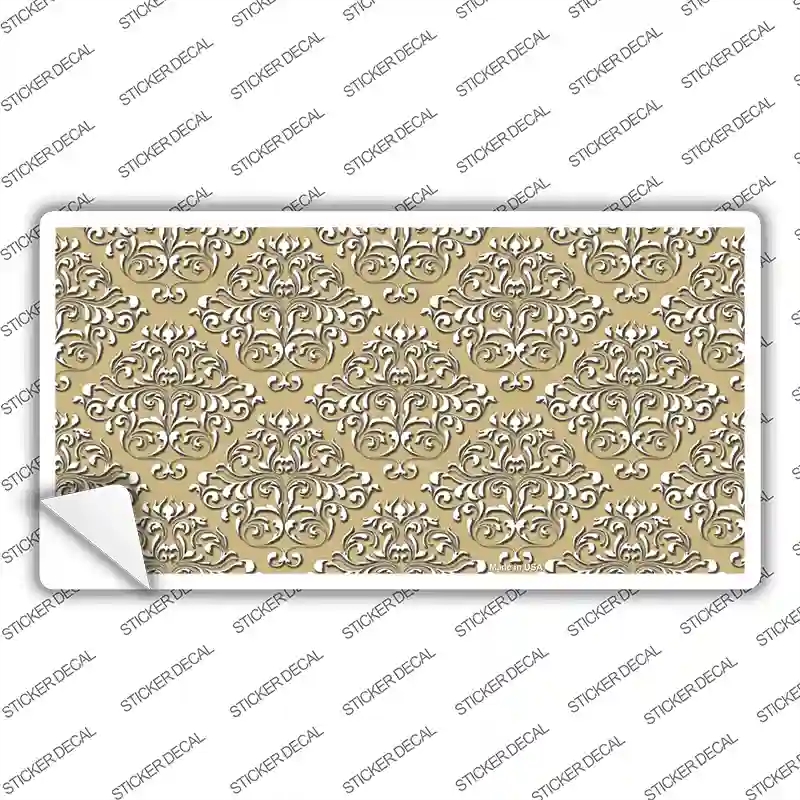 LP-4630s-L Gold White Damask Novelty Sticker Decal, Large