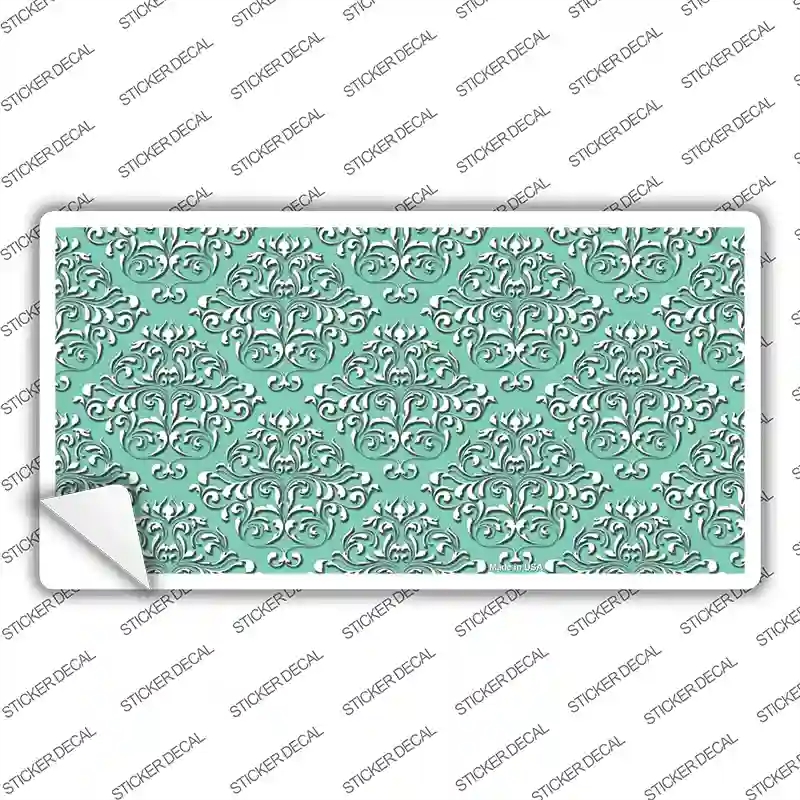 LP-4631s-XL Mint White Damask Novelty Sticker Decal, Extra Large