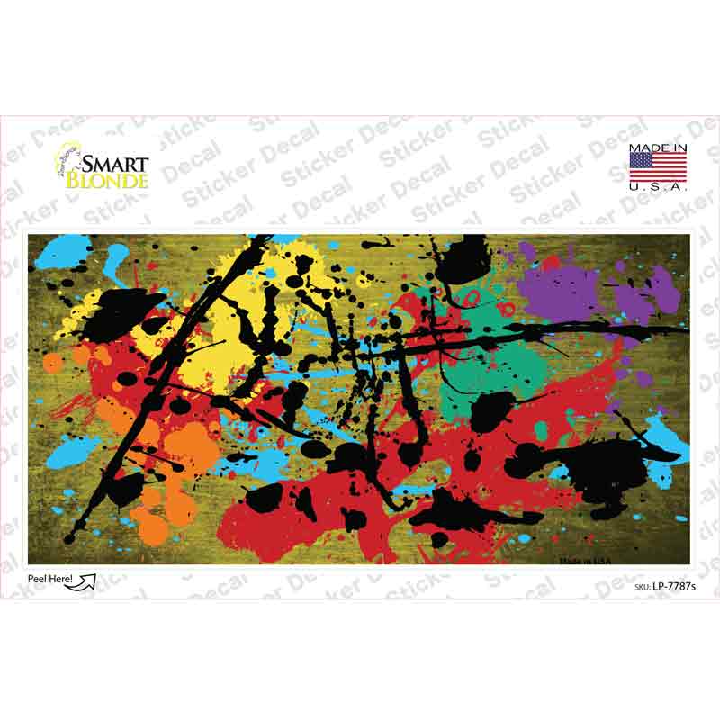 LP-7787s-M Yellow Splatter Oil Rubbed Novelty Sticker Decal, Medium