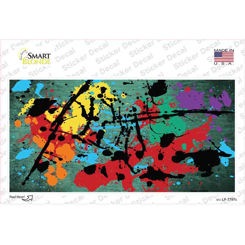 LP-7797s-M Mint Splatter Oil Rubbed Novelty Sticker Decal, Medium