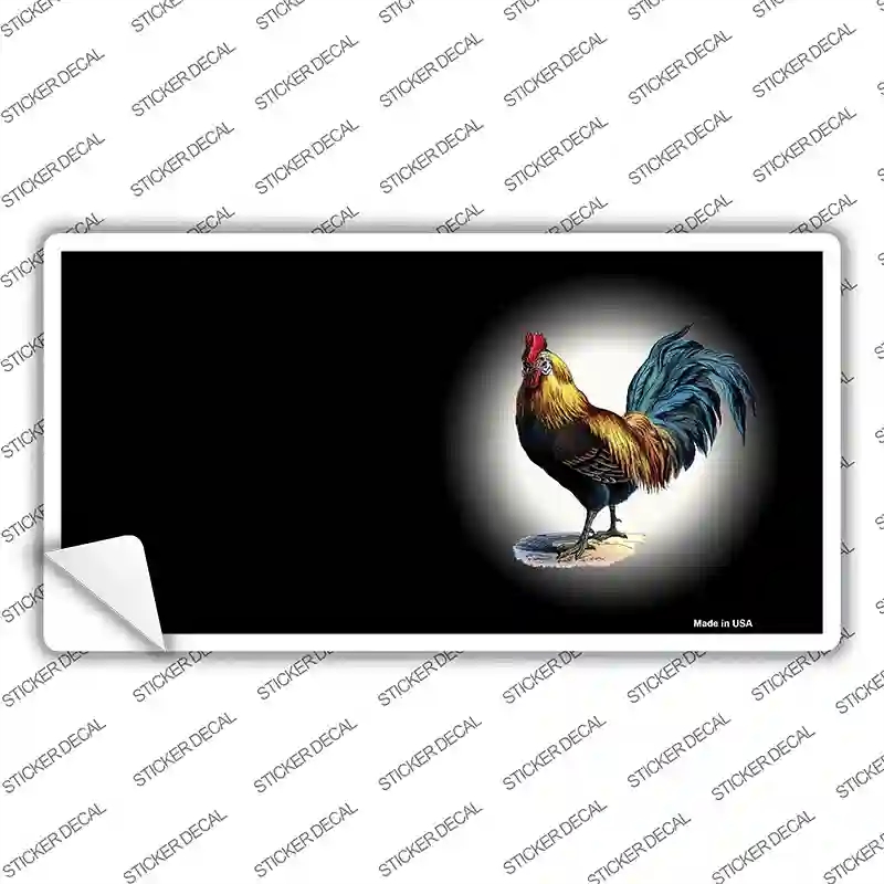 LP-7803s-S Rooster Offset Black Novelty Sticker Decal, Small