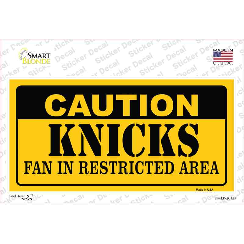 LP-2612s-M Caution Knicks Fan Novelty Sticker Decal, Medium