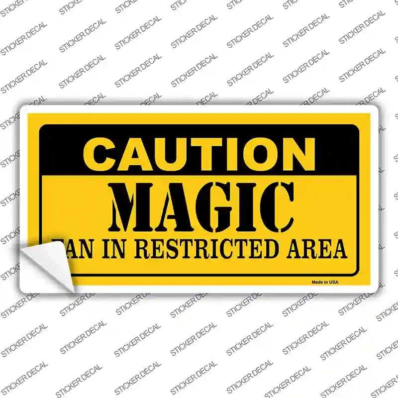 LP-2614s-L Caution Magic Fan Novelty Sticker Decal, Large